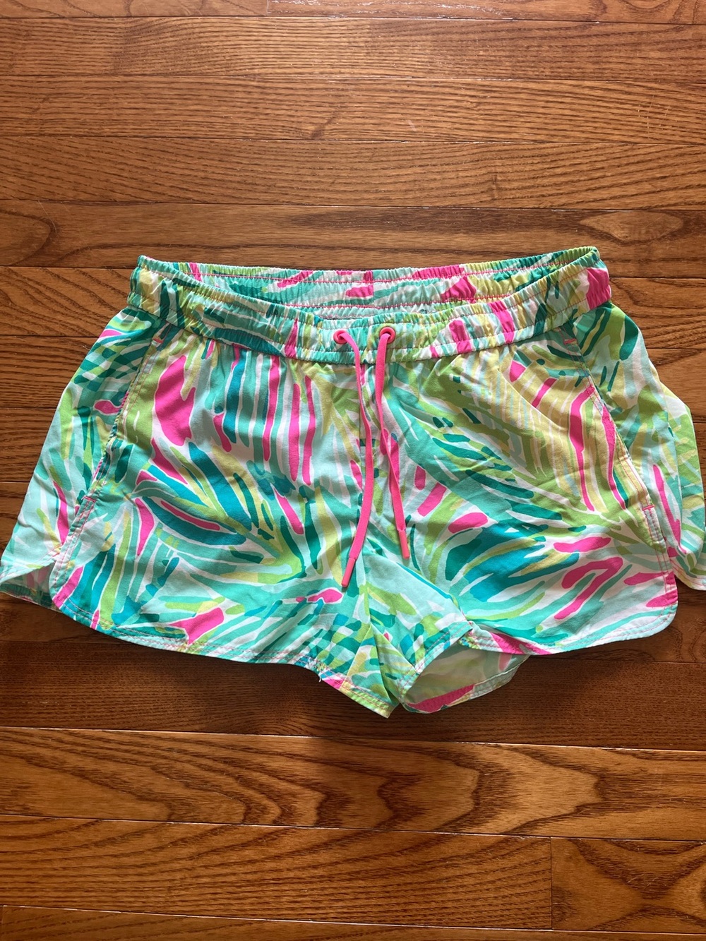 Lilly Pulitzer Neon Palm Print Drawstring Shorts - Pink, Turquoise, Lime